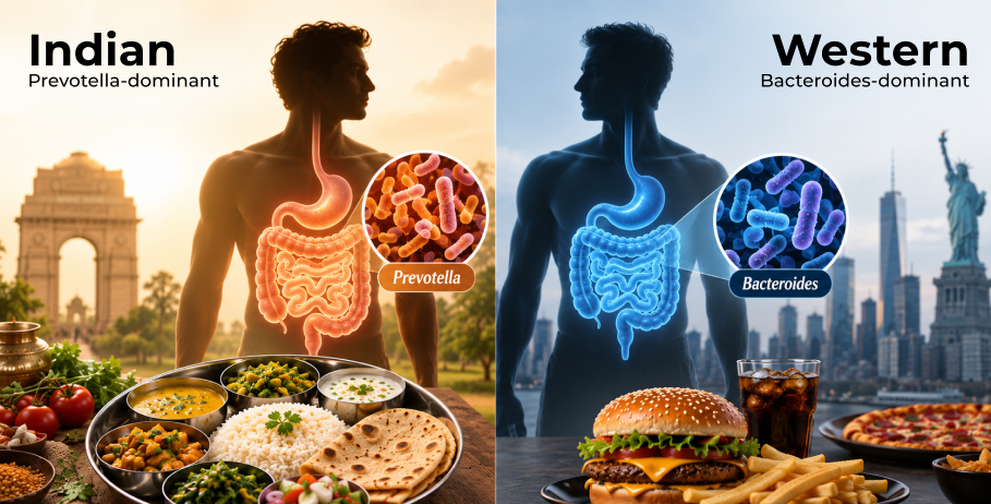 Indian versus Western gut bacteria profile comparison