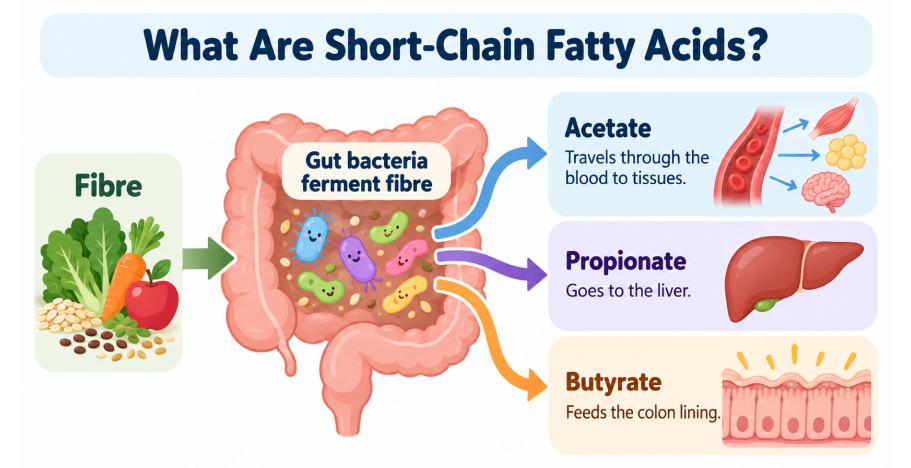 How gut bacteria turn fibre into acetate, propionate and butyrate